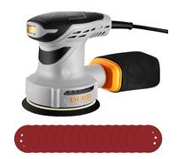 DEKO 300W Random Orbital Sander,125mm Electric Sander for Wood, 13000 RPM | Sander with 16 Sandpapers,6 Variable Speeds, Dust Collector for Wood Sanding, Furniture Preparation and DIY Home Improvements