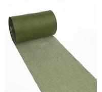 Deko As AS Shabby Chic Linen Look Table Runner, Polyester, Odourless, 30 cm x 15 m, Olive