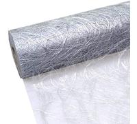 Deko AS GmbH Sizoweb table runner, 25 metre roll + 100 decorative hearts free (20 cm wide, in silver)