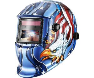 DEKO Welding Helmet Auto Darkening: True Color Solar Powered Auto Darkening Welding Helmets Welder Mask Hood (Blue Eagle)