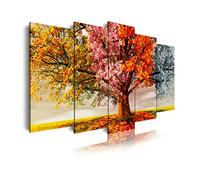 DEKOARTE - Modern canvas print of a tree in four seasons. 5 piezas (150x80cm) multicoloured