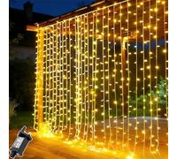 Dekofun 2 Pack Curtain Fairy Lights 300 LED 3m x 3m, Christmas Wall Fairy Lights with 8 Modes & Timer, Plug-in, Waterproof, Ideal for Bedroom, Window, Party, Wedding & Outdoor Decor(Warm White)