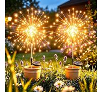 Dekofun 2 Pack Garden Solar Lights, 120 LED Firework Solar Lights Outdoor Garden with 8 Modes, Waterproof Starburst Stake Light for Plant Pots Trough Yard Lawn Pathway Patio Rockery Wedding Decor