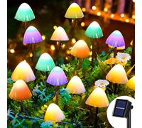Dekofun 5M 20LED Multicolor Solar Mushroom Stake Lights Outdoor Garden | Waterproof Solar Garden Ornaments, Landscape Decor for Pathway, Patio, Yard, Lawn, Backyard, Wedding & Party Decoration