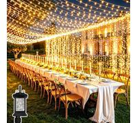 Dekofun 6M x 3M 600LED Plug in Curtain Fairy Lights Indoor Outdoor | With Timer & Connectable Design, Waterproof Waterfall Hanging Lights for Wall, Gazebo, Garden, Pergola, Patio Decorations