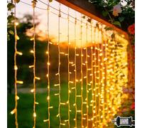 Dekofun 6M x 3M Curtain Lights Plug in, 600 LED Curtain Fairy Lights with Timer, Connectable, Waterproof Hanging Waterfall Fairy Light for Wall Gazebo Garden Pergola Patio Indoor Outdoor Decorations