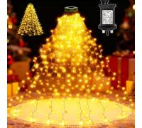 Dekofun Christmas Tree Lights 400 LED 2M x 16 Drops Plug in Tree Net Lights with Ring, 8 Modes Cascading Twinkle Light Outdoor Waterproof Waterfall String Light for 4ft - 8ft Tree Decor - Warm White