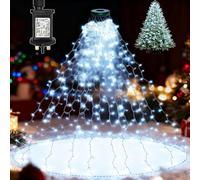 Dekofun Christmas Tree Lights 400 LED 2m X 16 Strands Plug in Tree Net Lights with Ring, 8 Modes Cascading Twinkle Light Outdoor Waterproof Waterfall String Light for 4ft - 8ft Tree Decor - White