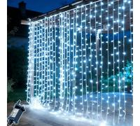 Dekofun Curtain Fairy Lights 300 LED 3m x 3m, Connectable Christmas Wall Fairy Lights with 8 Modes & Timer, Plug-in, Waterproof, Ideal for Bedroom, Window, Party, Wedding & Outdoor Decor(White)