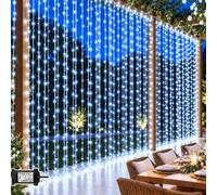 Dekofun Curtain Lights, 6M x 3M 600LED Curtain Fairy Lights Plug in | 8 Modes/Timer/Connectable Hanging Fairy Lights, Waterproof String Lights for Wall Bedroom Fence Wedding Gazebo Christmas