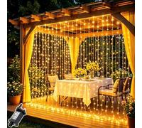 Dekofun Curtain Lights Plug in, 3m x 3m 300 LED Window Curtain Fairy Lights with Timer Memory, 8 Modes Hanging Fairy Light Backdrop for Garden Wall Pergola Bedroom Gazebo Wedding Party (Warm White)