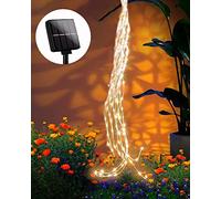 Dekofun Solar Fairy Lights Outdoor Small 1 m 100 LED Light Tail Outdoor Weatherproof 8 Modes Solar Fairy Lights Waterfall for Outdoor Garden Patio Balcony Plants Watering Can Decoration - Warm White