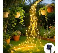 Dekofun Solar Light Tail 1 m 100 LED Light Bundle with Timer, 8 Modes Waterfall Fairy Lights IP65 Waterproof Light String for Watering Can Plants Table Patio Wall Garden Tent Balcony Outdoor