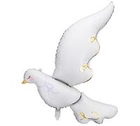 DekoHaus Foil Balloon Dove 80 x 100 cm - White with Gold Details, Wedding Decoration, Communion, Confirmation, Christening, Helium & Air, Reusable
