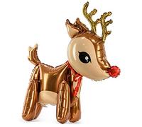 DekoHaus Foil Balloon Reindeer 3D 50 x 62 cm - Standing Christmas Balloon Shiny Only Can Be Filled with Air, Reindeer Figure Decoration for Christmas, Winter Party, Children's Birthday Party & Photo