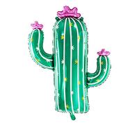 DekoHaus Green Cactus Foil Balloon, 60 x 82 cm, Reusable, Birthday Decoration, Unisex, Includes Filling Pump and Straw