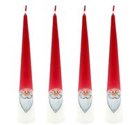Dekohelden24 1 Pack of 4 Advent Candles in White-red, as a gnome, Height 25 x 4.5 cm.