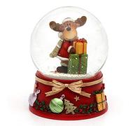 Dekohelden24 501472 Snow Globe with Elk and Red Base Dimensions L/W/H: 7 x 7 x 8.5 cm Ball Diameter 6.5 cm