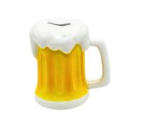 Dekohelden24 Beer Glass Money Box - Sparkrug - Money Box - Beer Till - White - Yellow, Size L/W/H Approx. 14 x 13 x 14 cm