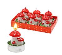 Dekohelden24 Candles Mushrooms-Lucky Set of 6, Dimensions per Tea Light 3 x 4 x 3 cm, 3 cm