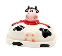 Dekohelden24 Ceramic Butter Dish/Butter Dish Cow Size L/W/H: Approx. 17 x 11.5 x 14 cm Black/White 14 cm