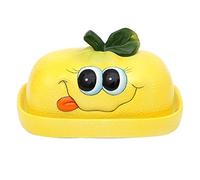 Dekohelden24 Ceramic Butter Dish Lemon Yellow Dimensions Approx. 16.5 x 11 x 10 cm