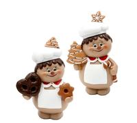 Dekohelden24 Ceramic Christmas baker with gingerbread in white/brown, set of 2, dimensions per figure L/W/H 9 x 6 x 13 cm