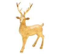Ceramic Decorative Figurine, Modern Decorative Statue, Country House Sculpture as Deer in Gold Glitter, Standing, L/W/H: 19 x 9 x 28 cm