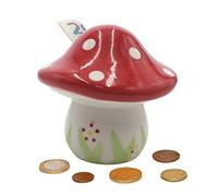 Dekohelden24 Ceramic money box as mushroom, toadstool, saving mushroom, saving box, height x diameter: approx. 12 x 12 cm