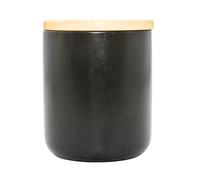 Dekohelden24 Ceramic Storage Jar with Bamboo Lid in Black, Size H/Diameter 12 x 10 cm, Capacity Approx. 600 ml, 12 cm