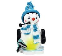 Dekohelden24 Colourful Penguin on Ice Floe with Scarf, Light Blue, 12 cm