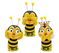 Dekohelden24 Decorative Bees Figurine Set of 3 with Do Not See, Do Not Hear, Do Not Speak Garden Decoration, Polyresin, Size: L/W/H Approx. 5 x 6 x 12 cm