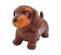 Dekohelden24, dog, dachshund, piggy bank, children's saver, money box, decorative saving function made of ceramic in brown, L/W/H 9 x 18 x 13 cm, Dackel