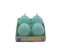 Dekohelden24 Easter Egg Candle Set of 4 - Pastel Blue, Size 6.5 x 4 cm