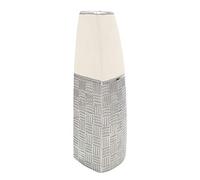 Dekohelden24 Elegant Modern Decorative Designer Ceramic Vase Sail in Silver-Rough White, Silver Grey, 30 cm