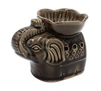 Dekohelden24 Elephant Oil Burner in Brown/Aroma Light/Fragrance Lamp/L x W x H: Approx. 14 x 9 x 10 cm, Ceramic, 10 cm