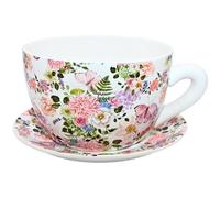 Dekohelden24 Flower Pot, Plant Cup, Ceramic Planter, Colourful L/W/H 28 x 24 x 14 cm, Butterfly, 28 cm