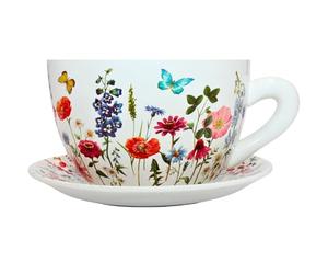 Dekohelden24 Flower Pot, Plant Cup, Planter, Planter, Ceramic Planter, Colourful L x W x H 28 x 24 x 14 cm