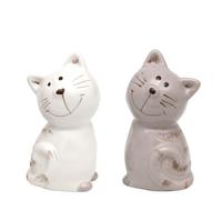 Dekohelden24 HW-KR26 Ceramic Salt/Pepper Shaker/Spice Shaker as Cats Dimensions Approx. 7 x 6 x 7 cm Set of 2