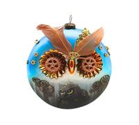 Dekohelden24 Lauscha Lauscha Christmas Tree Decoration Bauble Glass Ornament Owl as Thaler Glass Decoration Steampunk Colourful L x W x H 11 x 4 x 12 cm