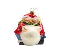 Dekohelden24 Lauscha Lauscha Christmas Tree Decoration Christmas Tree Baubles Glass Ornament as a Pair of Children Winter Children 10 x 7 x 12 cm