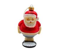 Dekohelden24 Lauschaer Christmas Tree Decoration - Christmas Tree Bauble Lauscha Glass Ornament Santa Claus on Scales in Red, L x W x H 7 x 5 x 10 cm