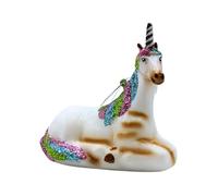 Dekohelden24 Lauschaer Christmas Tree Decoration - Lauscha Christmas Tree Baubles, Glass Ornament Unicorn, Glass Decoration as Unicorn in White with Colourful Mane, from Lauscha, L x W x H 10 x 5 x 9