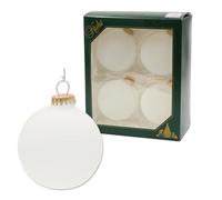 Dekohelden24 Lauschaer Christmas Tree Decorations - Ice Tree Baubles Snow Christmas Tree Baubles Set of 4 Baubles Lauscha Uni Matt Iced 8 cm with Golden Crown + 50 Quick Hangers in Gold