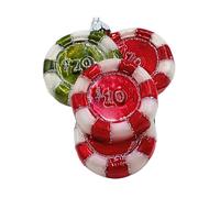 Dekohelden24 Lauschaer Lauscha Christmas Tree Bauble Glass Ornament Casino Style Glass Chips in Red and Green with Silver Crown L x W x H 8 x 3 x 10 cm