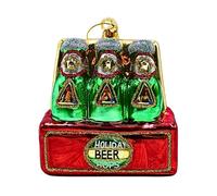 Dekohelden24 Lauschaer Lauscha Christmas Tree Decoration Bauble Glass Ornament Beer Carrier Glass Decoration Pack of 6 Beer in Colourful Lauscha L x W x H 8 x 4 x 10 cm