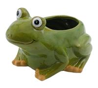 Dekohelden24, plant pot, planter, decorative bowl made of ceramic, motif: frog, dimensions (L x W x H): approx. 22.5 x 17 x 14.5 cm, 14.5 cm