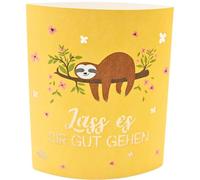 Dekohelden24 Poetry Light, Night Light, Mood Light, Decorative Light in Yellow, with Timer, Battery-Operated, Sloth Motif, Let It Go Well - L/W/H 13 x 5 x 16 cm