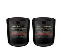 Dekohelden24 Scented Candle Lantern Candle in Glass - Set of 2 Anti - Tobacco, L-B-H 8.5 x x cm, 150 g, UF-Anti-Tobacco Pack of 2, Black