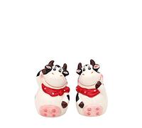 Dekohelden24 Set of 2 Ceramic Salt and Pepper Shakers Cow Approx. 9.5 x 4.5 x 7.3 cm